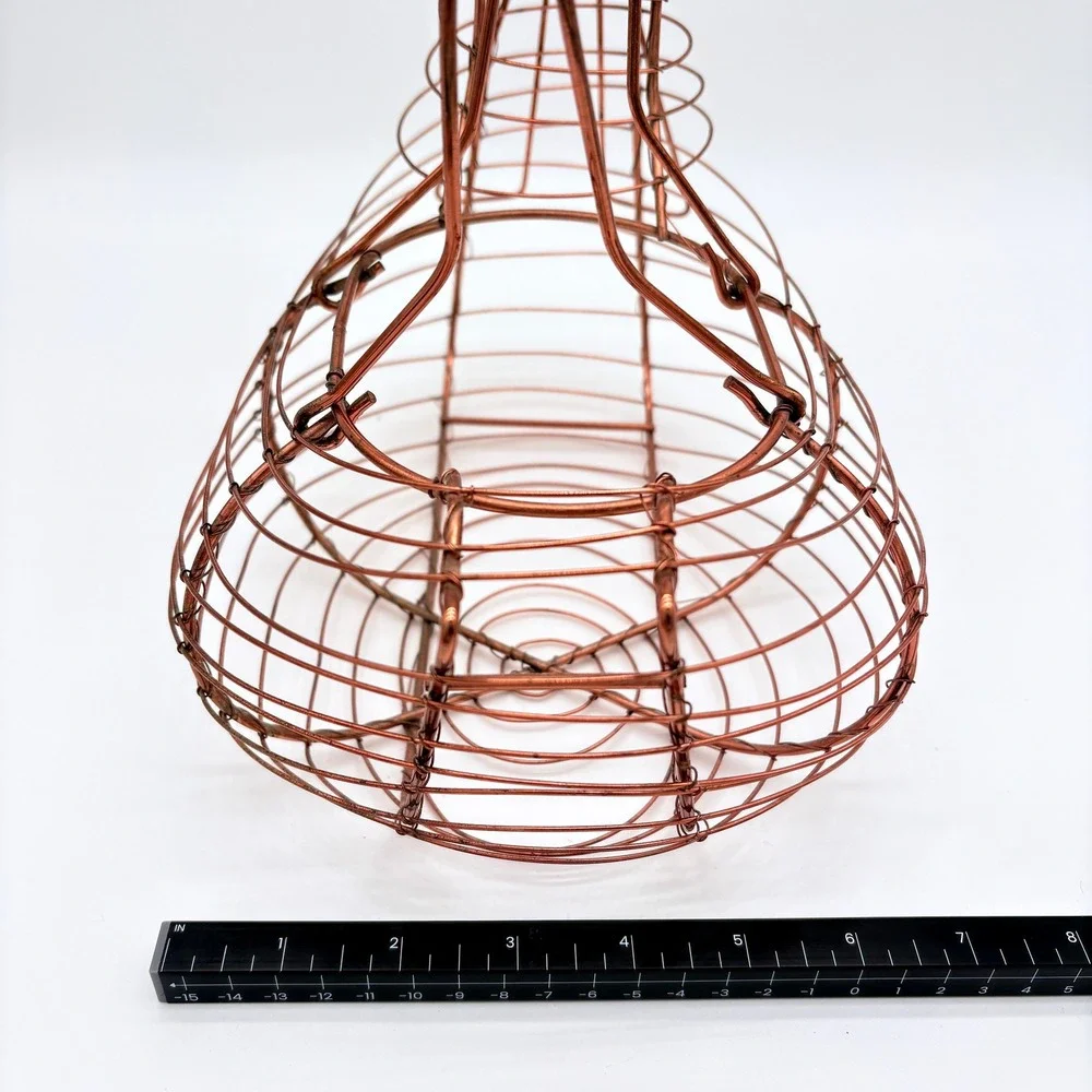 Vintage Copper Wire Duck Egg Basket Farmhouse Rustic Country Kitchen Egg Holder